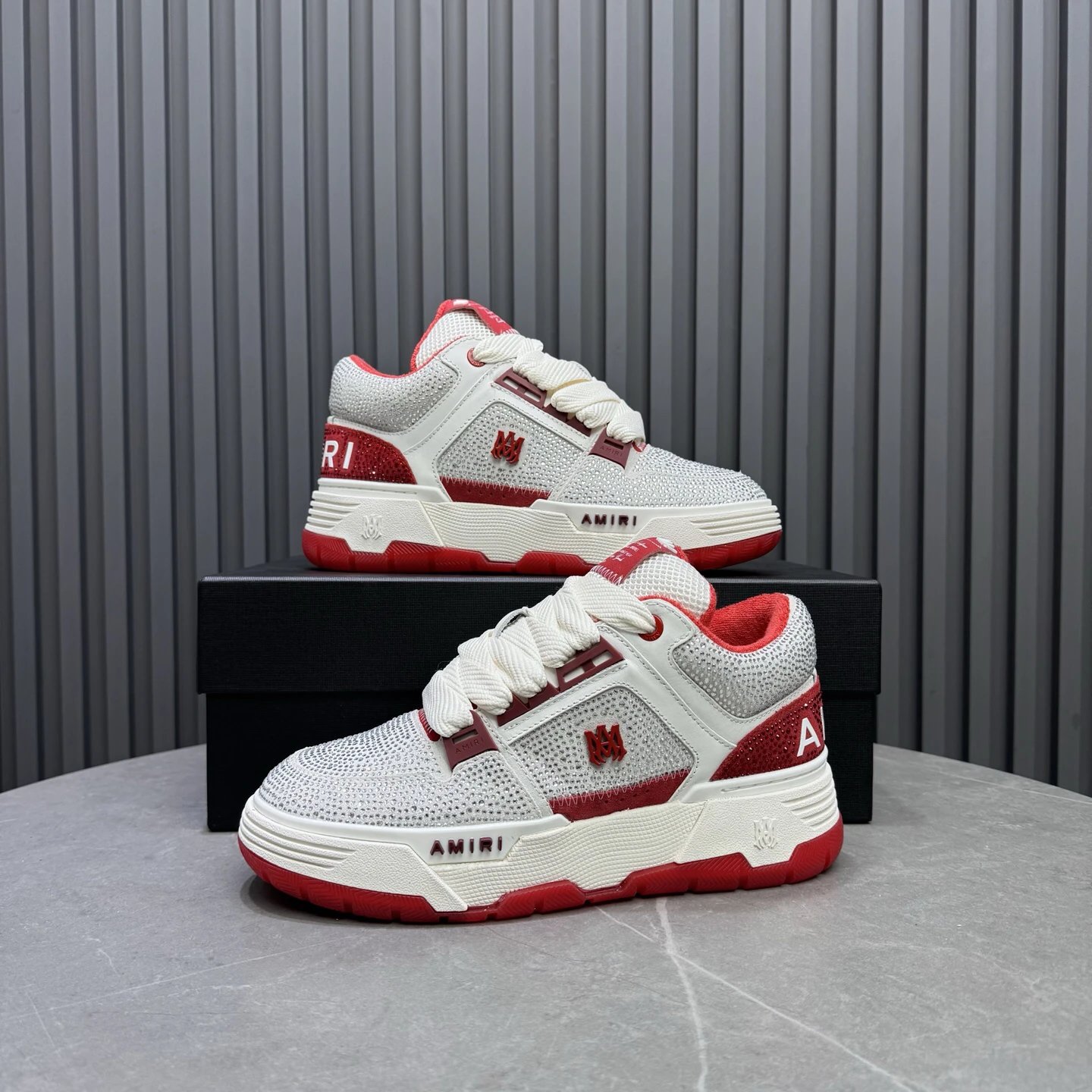 Amiri AMI-01 Low White Ice Blue Mesh Sneakers - 9