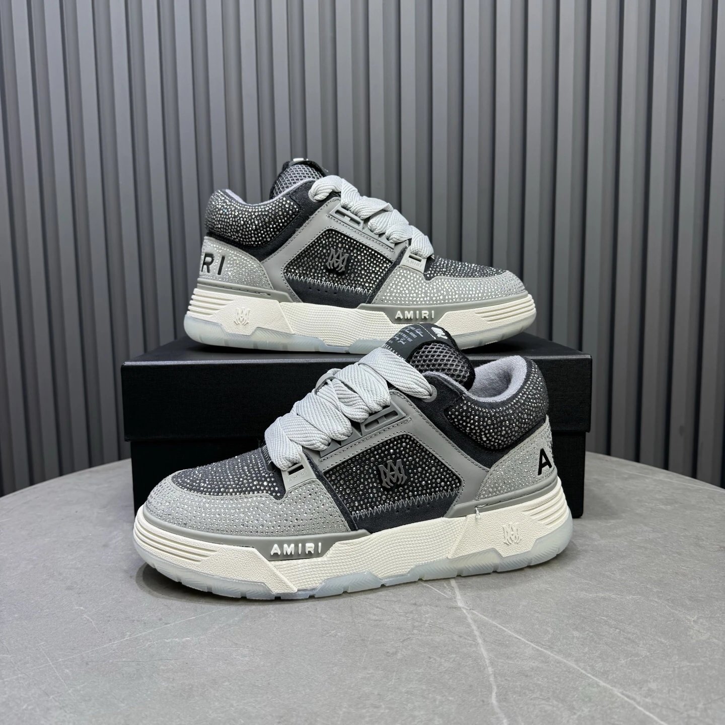 Amiri AMI-01 Low White Ice Blue Mesh Sneakers - 25