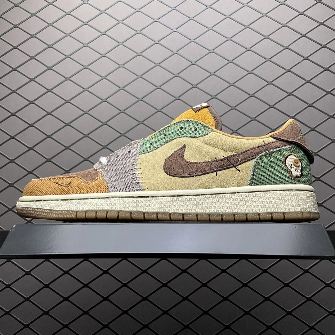 Nike Air Jordan 1 Low Fragment Design X Travis Scott 'Cactus Jack' Patchwork Sneakers