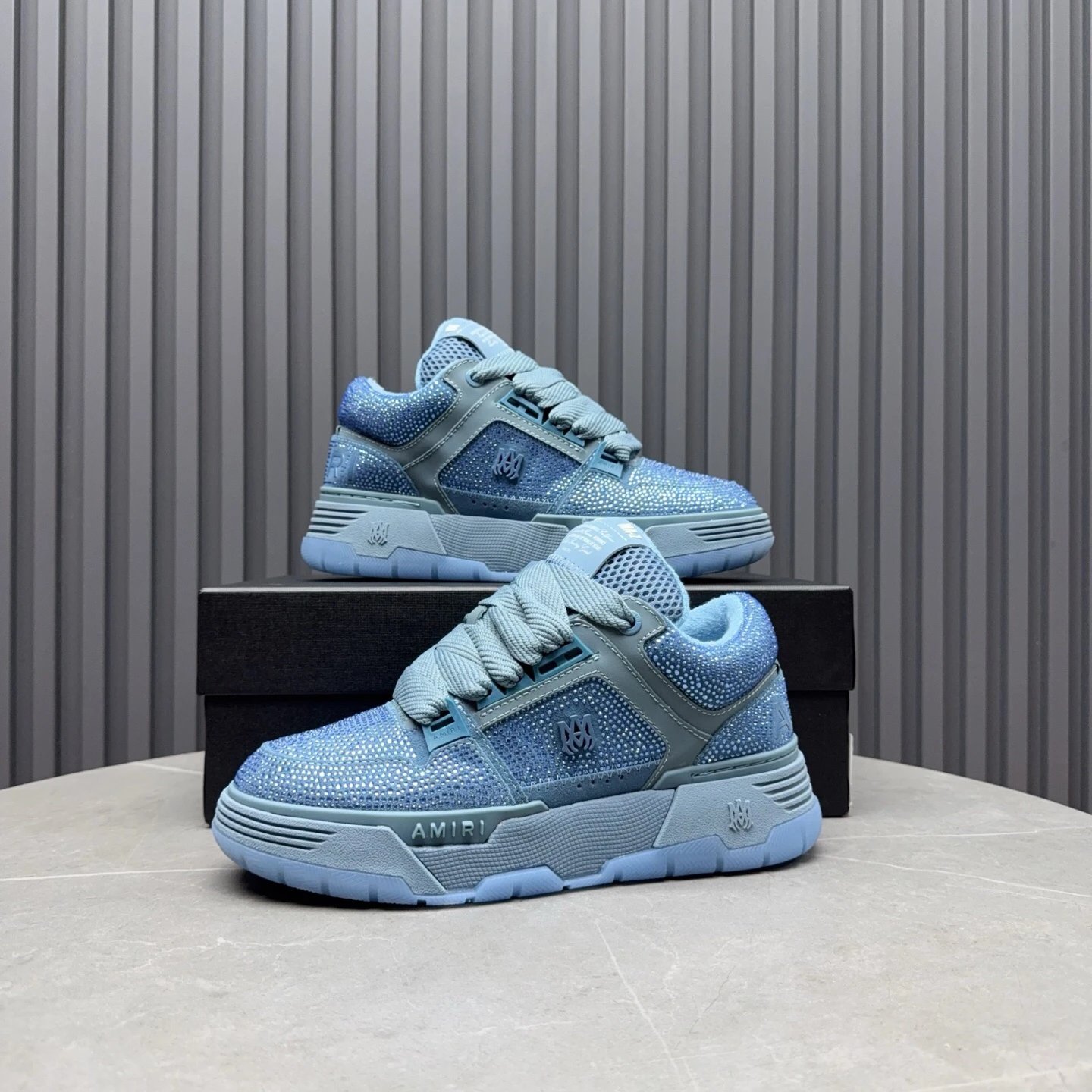Amiri AMI-01 Low White Ice Blue Mesh Sneakers - 23