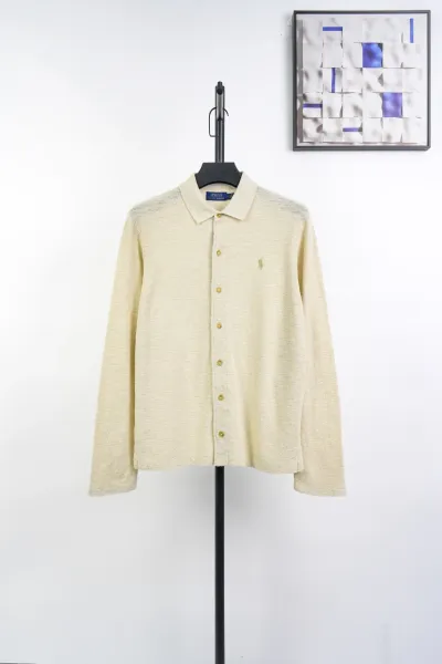 Polo Ralph Lauren Knit Polo Shirt Beige Cardigan - 1