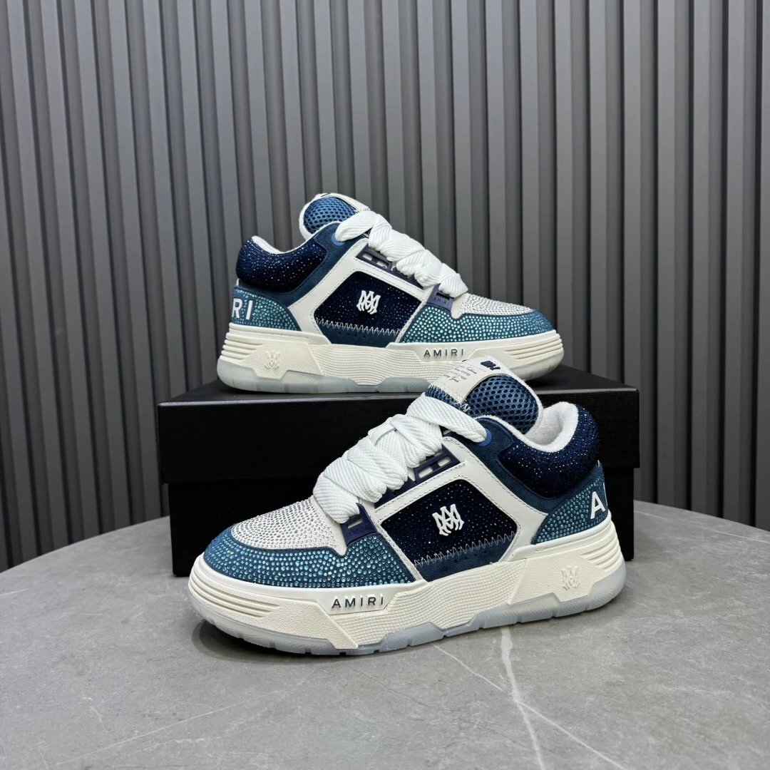 Amiri AMI-01 Low White Ice Blue Mesh Sneakers - 14