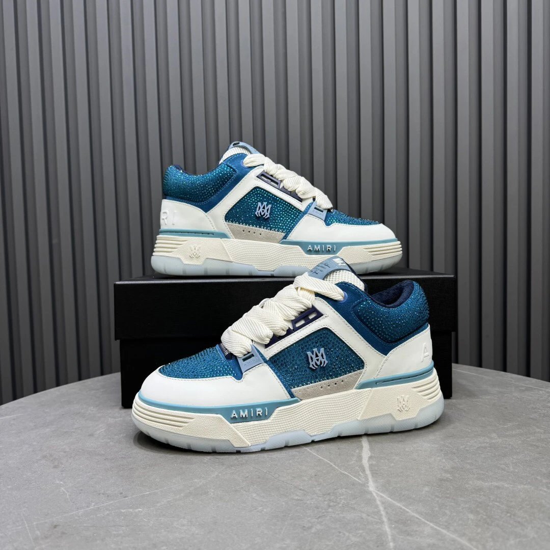Amiri AMI-01 Low White Ice Blue Mesh Sneakers - 10