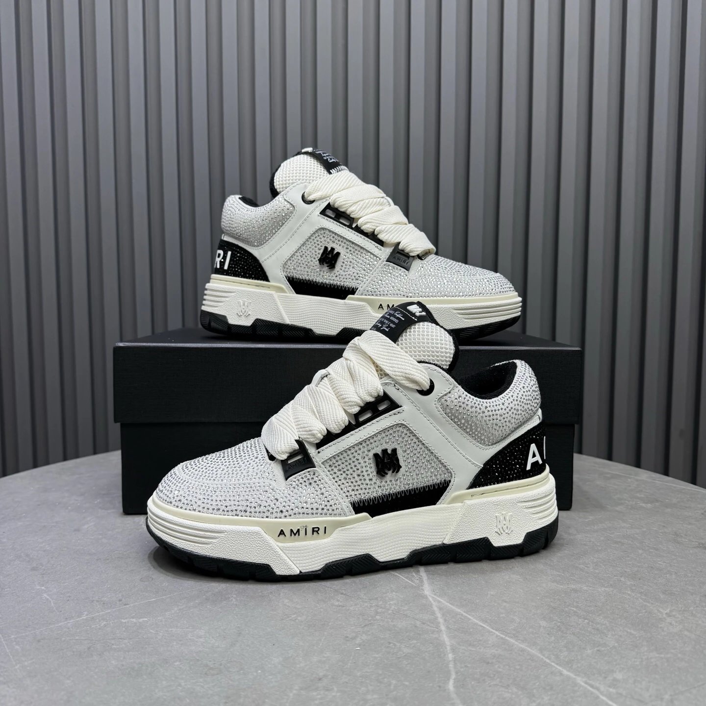 Amiri AMI-01 Low White Ice Blue Mesh Sneakers - 7