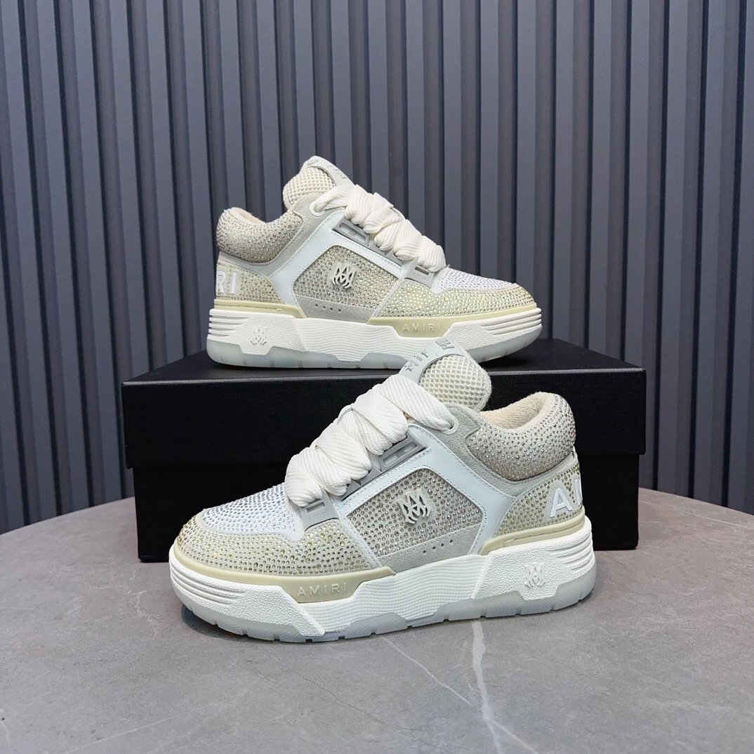 Amiri AMI-01 Low White Ice Blue Mesh Sneakers - 15