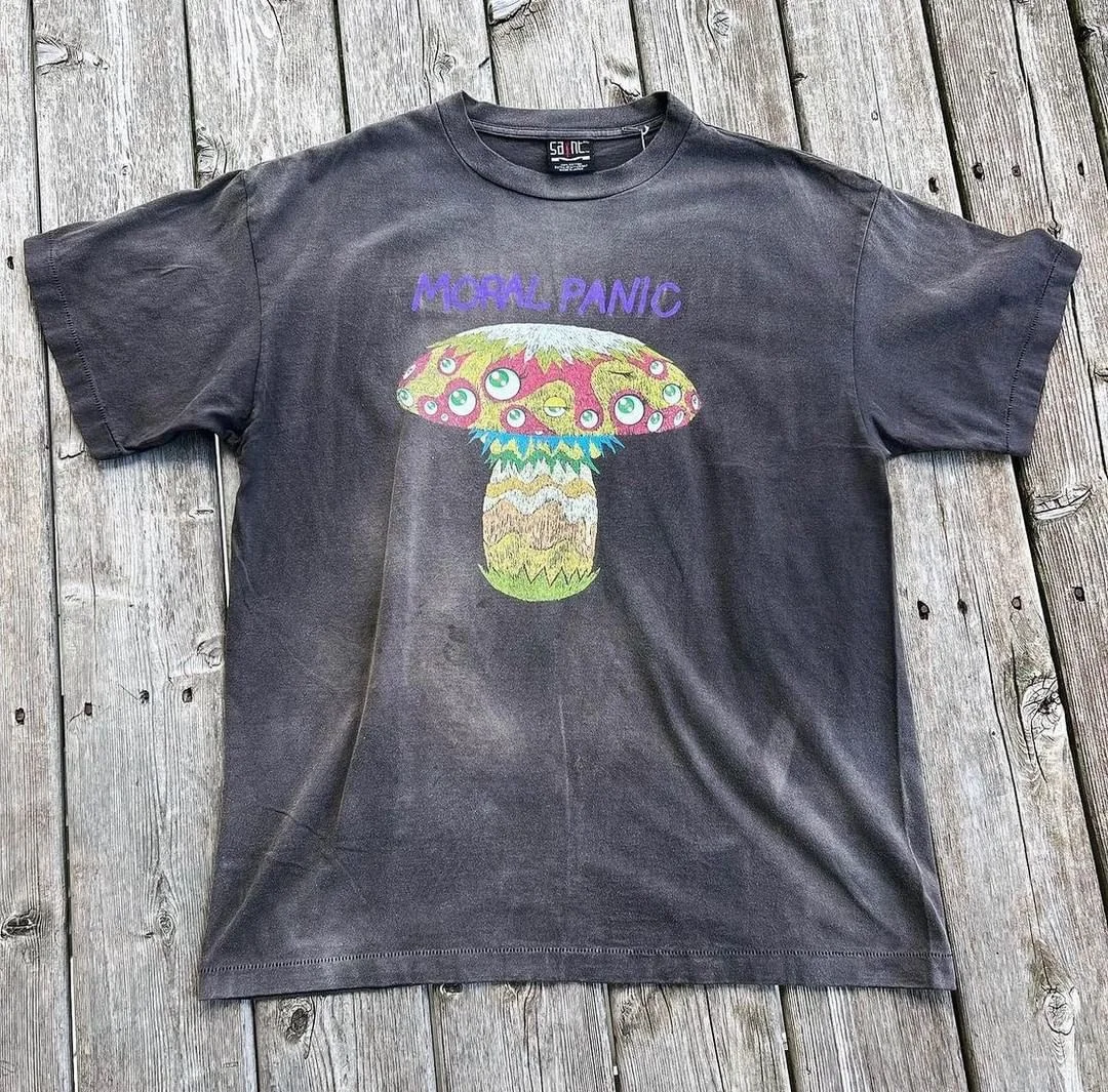 SAINT MICHAEL ×Takashi Murakami mushroom t-shirt联名印花短袖T恤