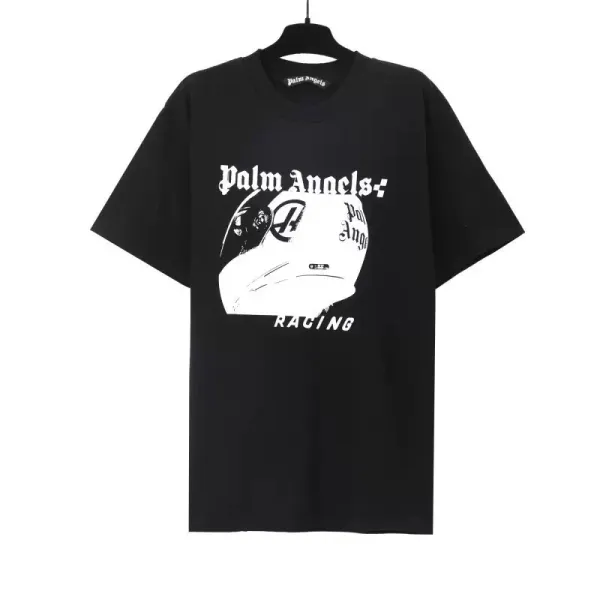 Palm Angels Racing Helmet Graphic Black T-Shirt - 1