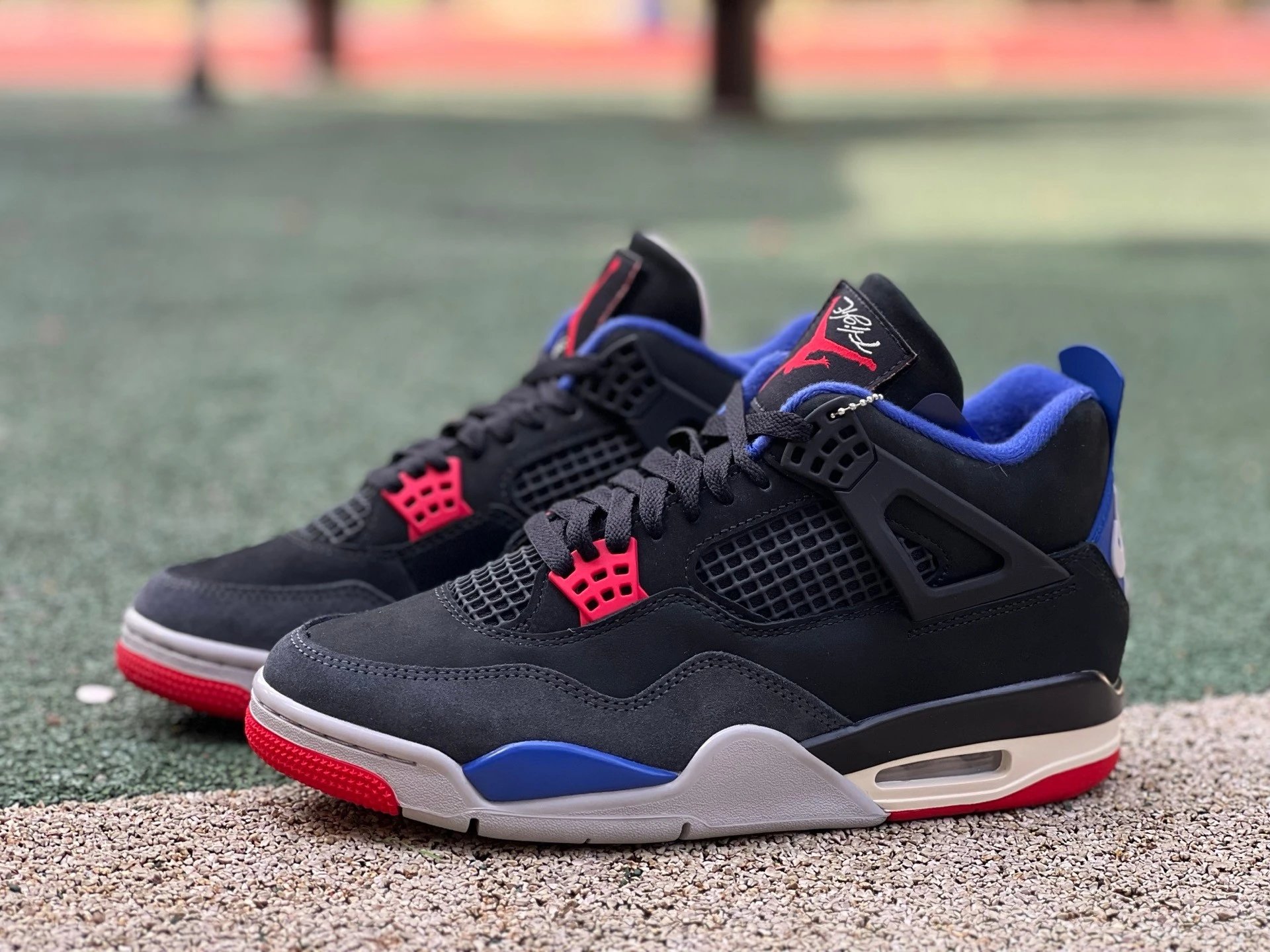 Air Jordan 4 Black Red Blue Sneakers