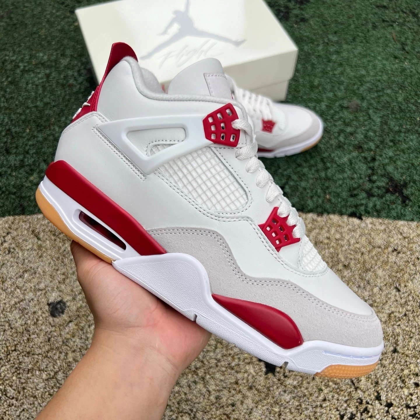 Air Jordan 4 White Red Sneakers