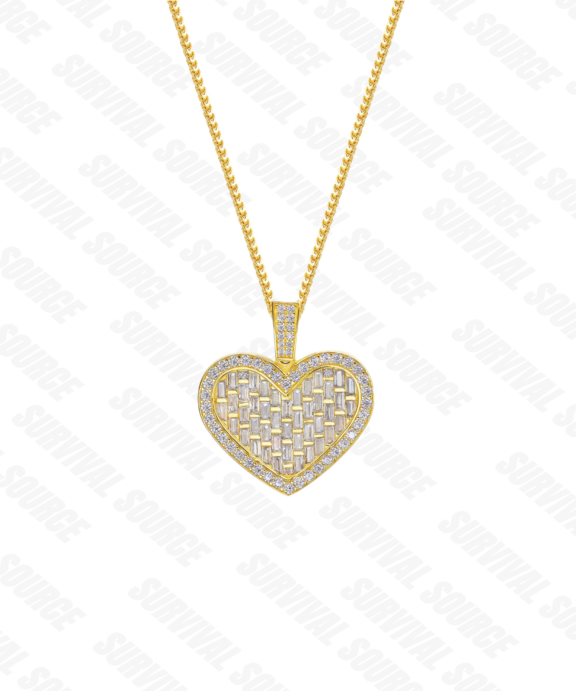SURVIVALSOURCE S925 silver and gold plated HEART PENDANT / Diamond ladder heart pendant