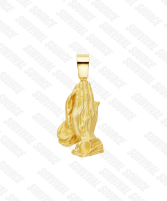 SURVIVALSOURCE S925 Silver Gold Plated PRAYER 1 / Praying Hands Pendant Hip Hop Necklace