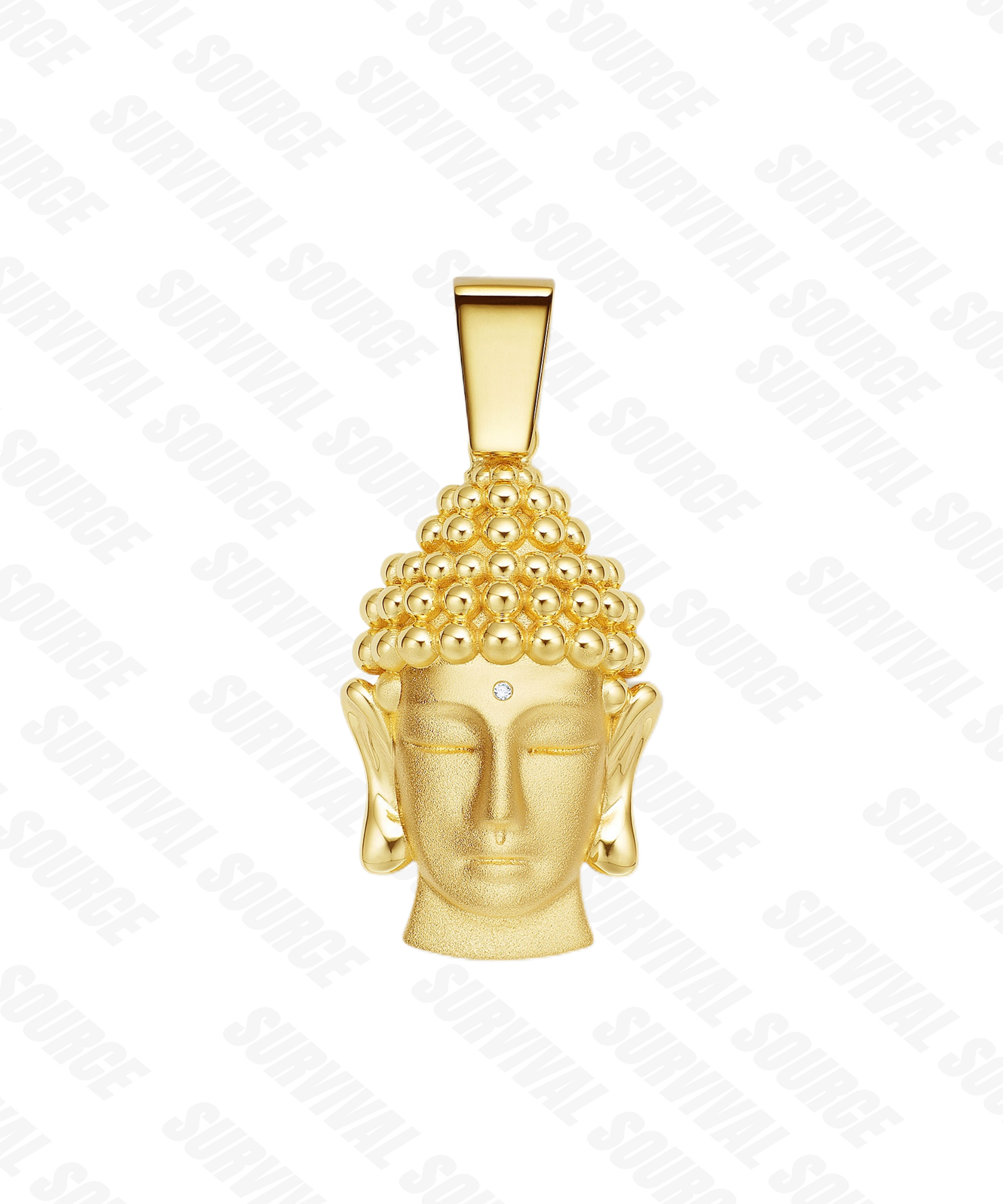 SURVIVALSOURCE S925 Silver Gold Plated BUDDHA HEAD / Buddha Head Pendant Hip Hop Necklace