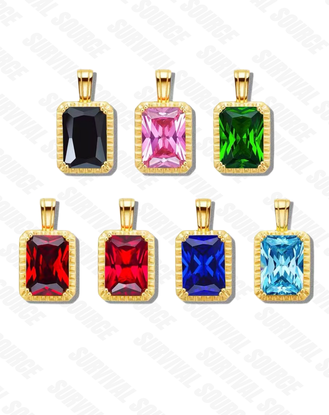 SURVIALSOURCE S925 Silver Gold Plated GEM/Gem Pendant Hip Hop Necklace