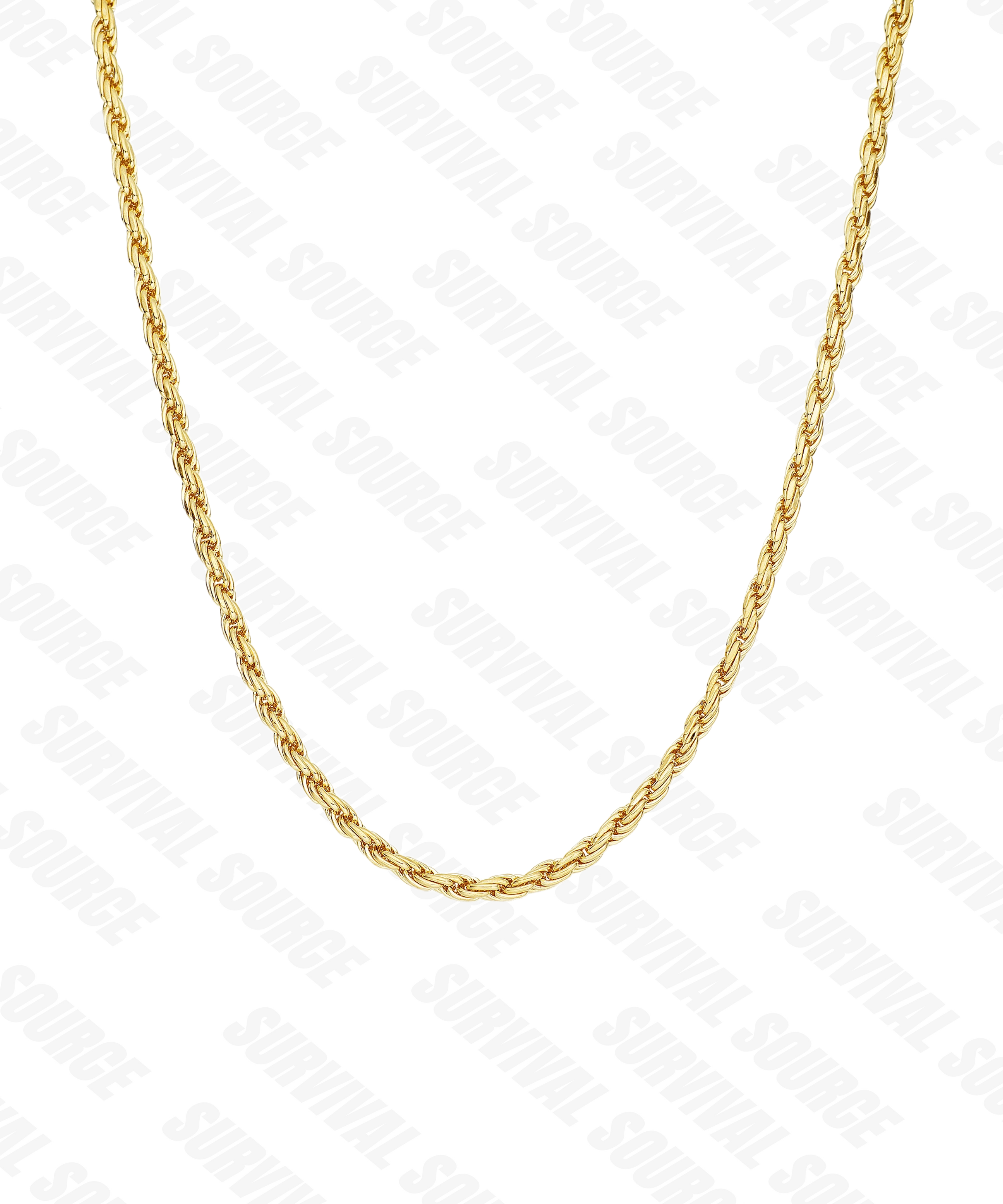 SURVIVALSOURCE S925 Silver Plated Rope/3.5mm Fried Dough Twists Chain Hip Hop Necklace