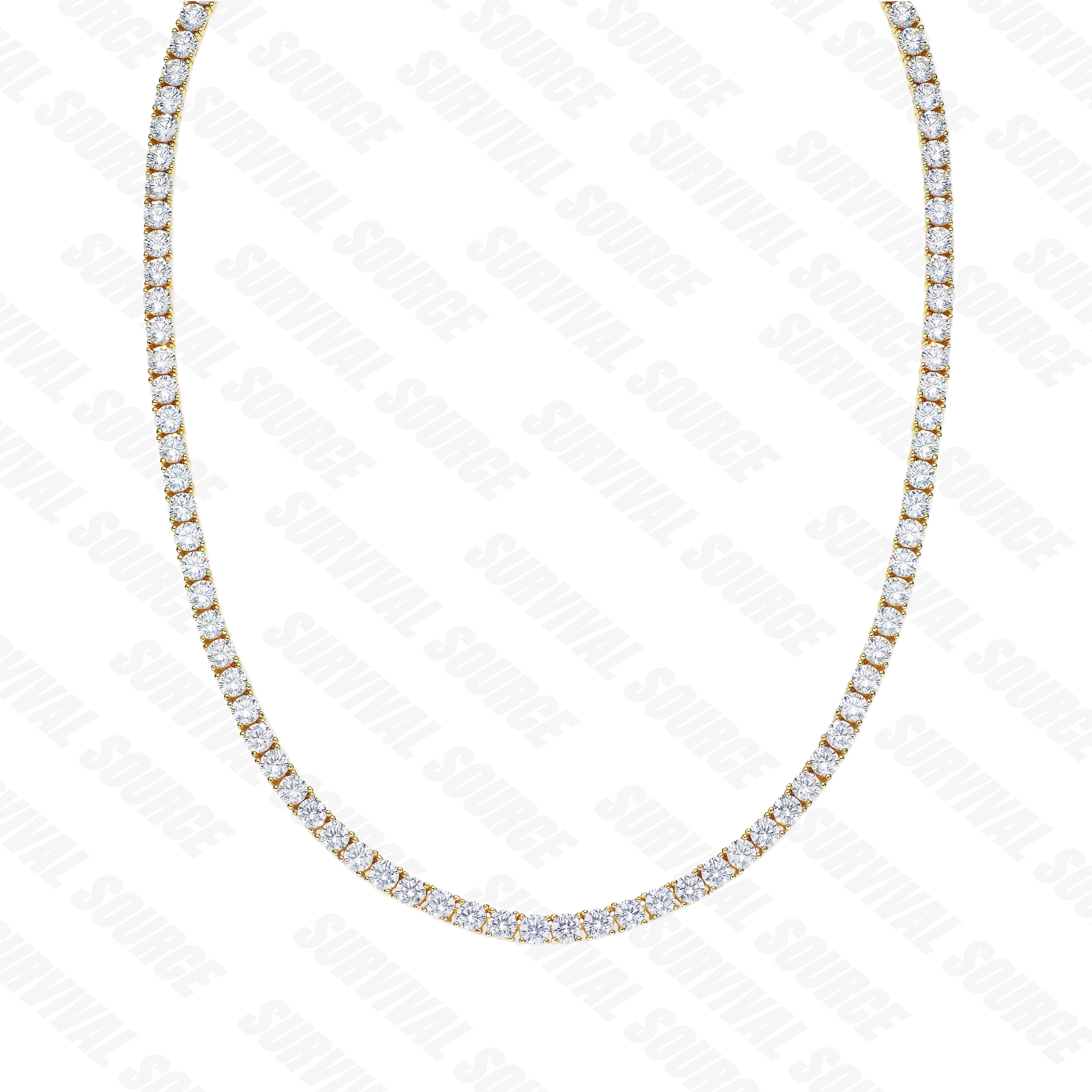 SURVIALSOURCE S925 Silver Gold Plated 4.5mm Tennis Chain/4.5mm Tennis Chain Hip Hop