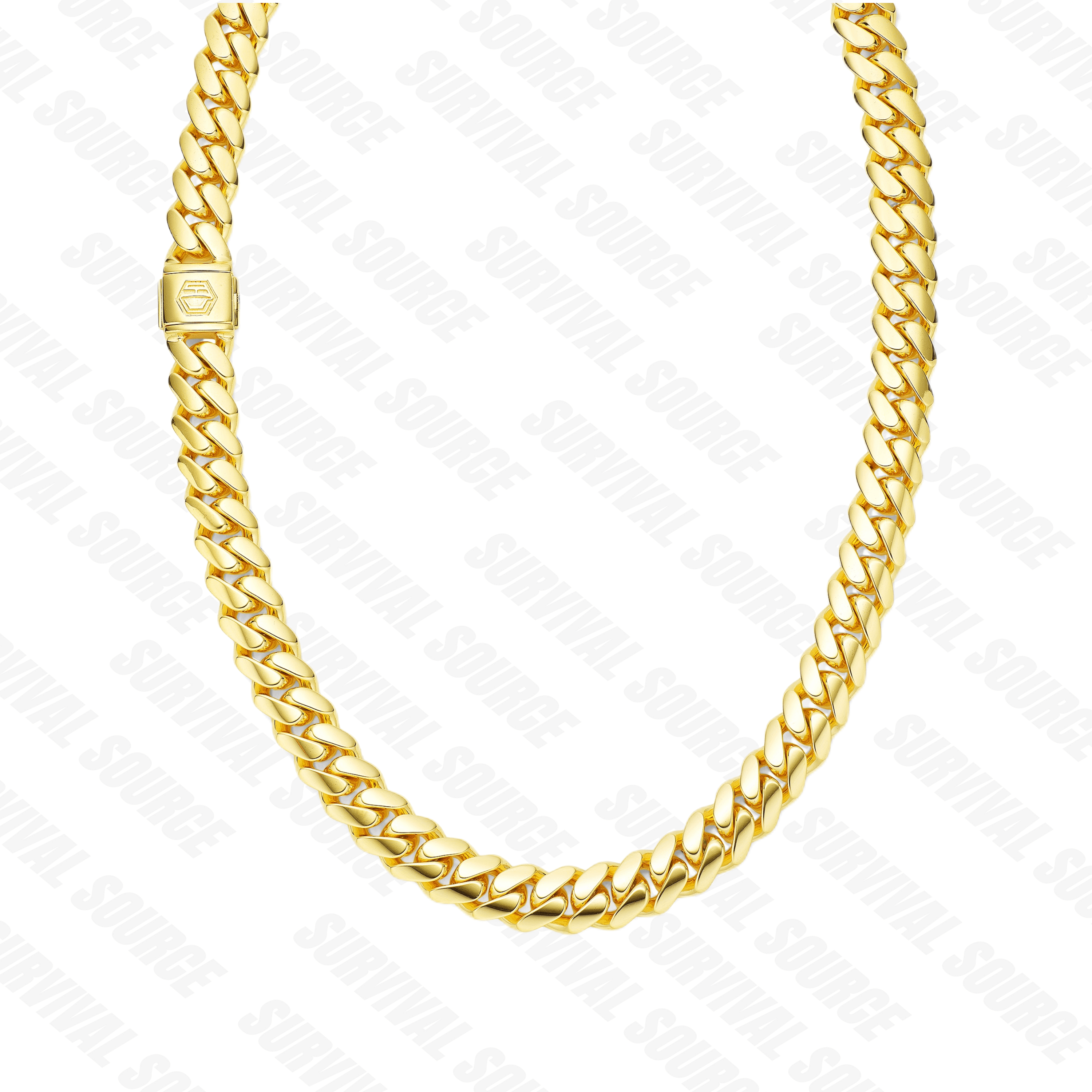 SURVIALSOURCE S925 Silver Plated Cuban/10mm Super Standard Cuban Chain Hip Hop Necklace