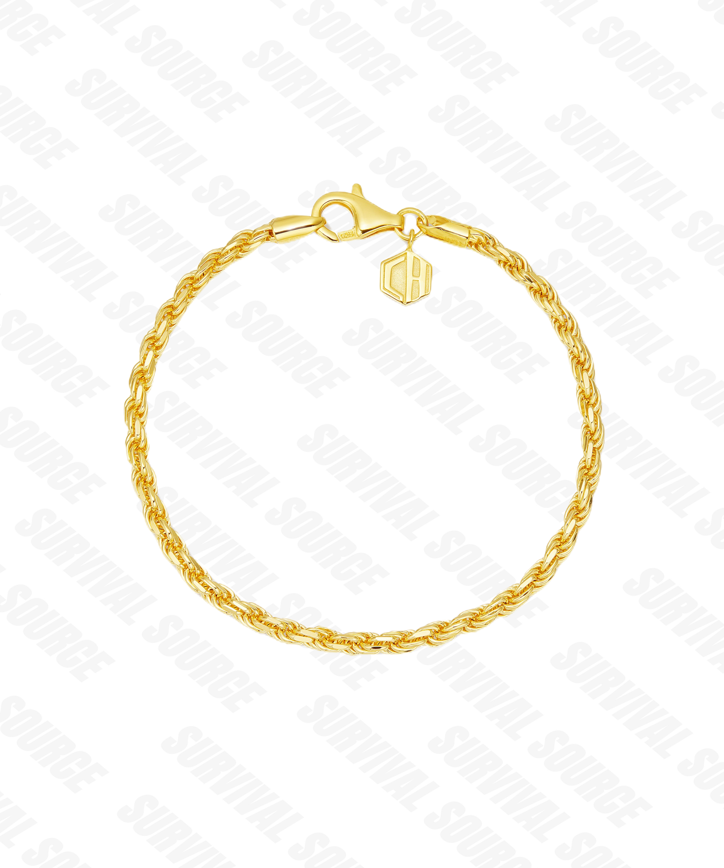 SURVIVALSOURCE S925 Silver Plated Rope Bracelet/3.0MM Fried Dough Twists Bracelet