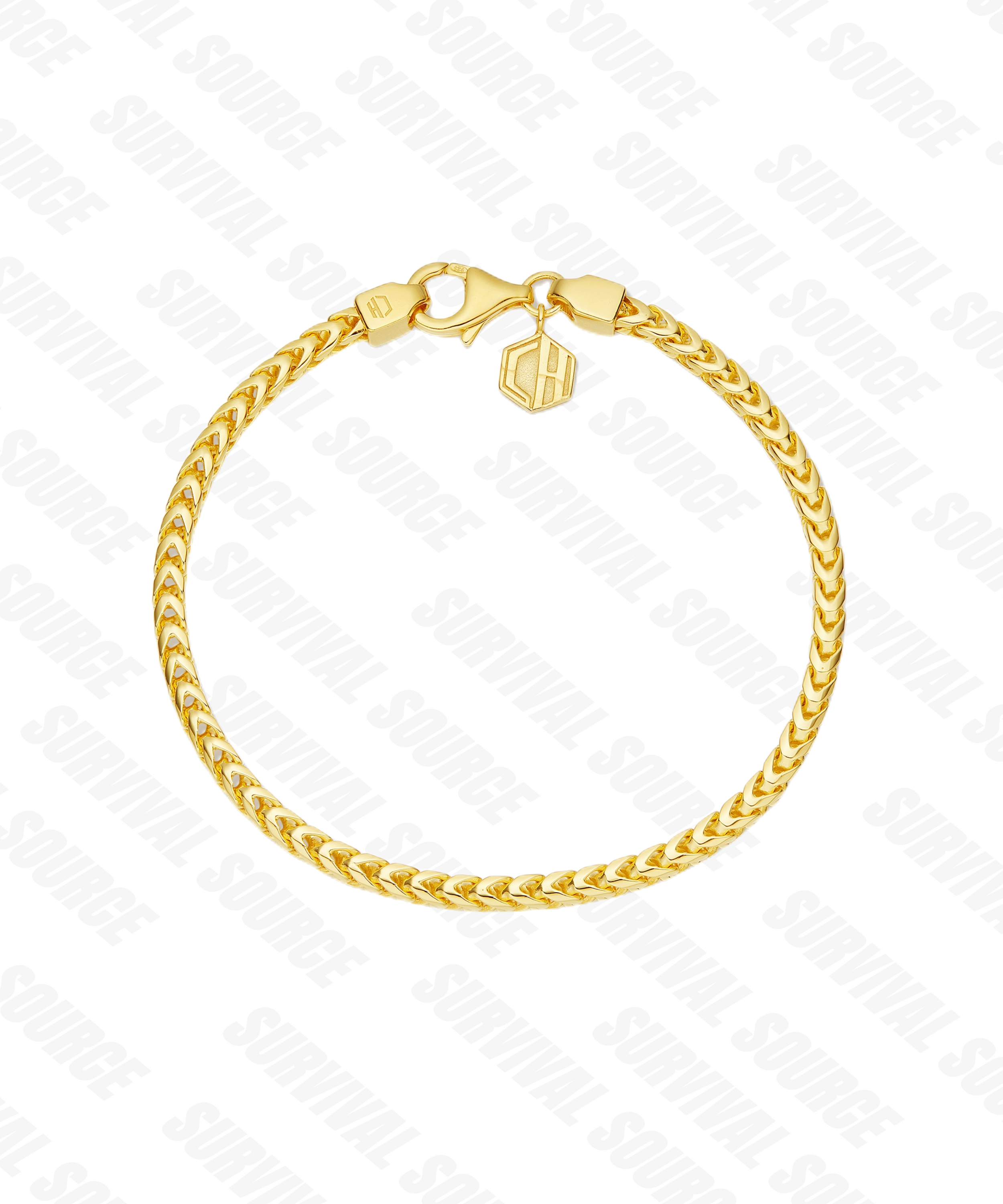 SURVIALSOURCE S925 Silver Plated Franco Bracelet/3MM French Bracelet
