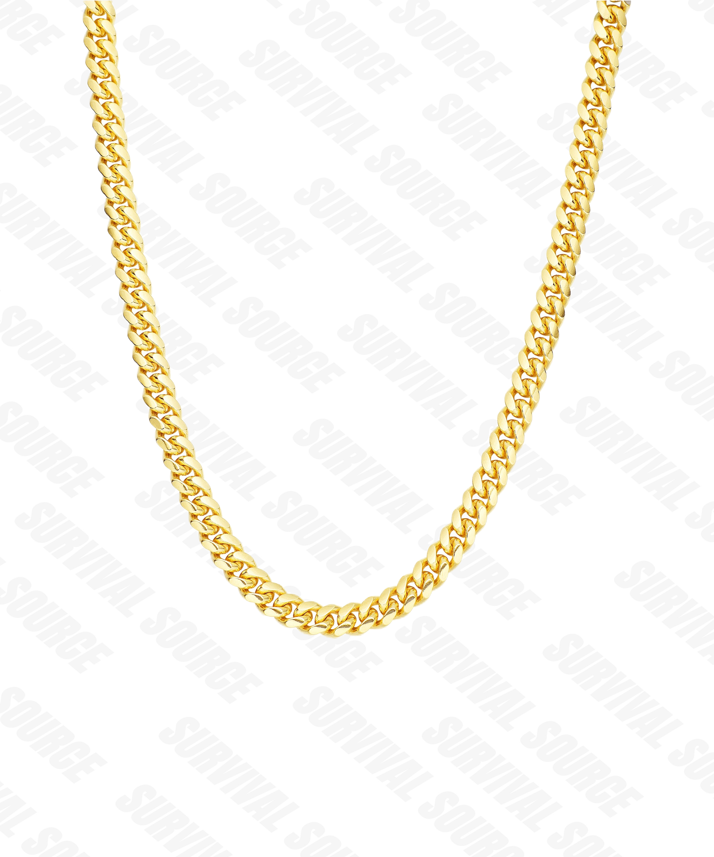 SURVIVALSOURCE S925 Silver Gold Plated Cuban / 4.9mm Chunky Cuban Chain Hip Hop Necklace