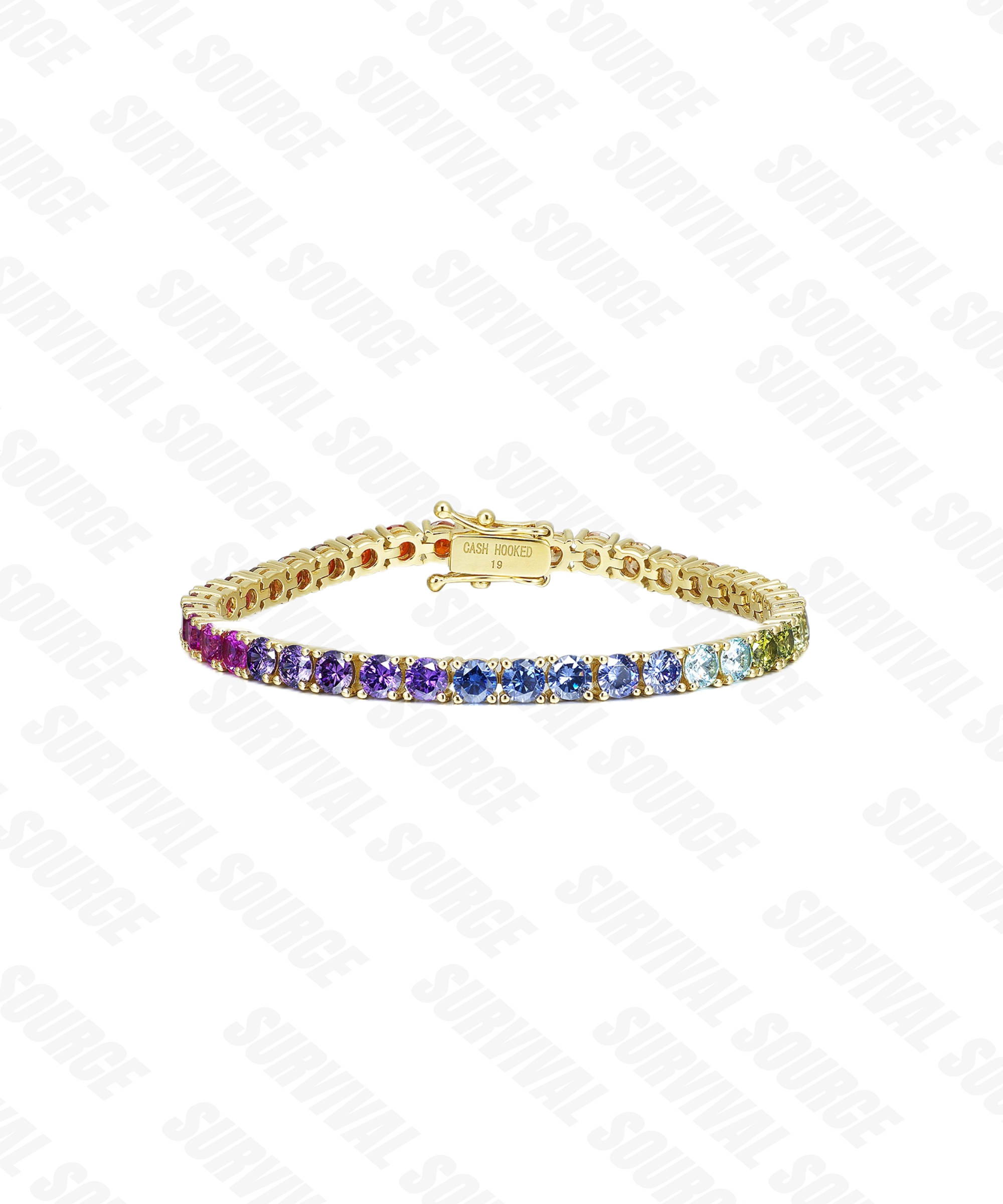 SURVIALSOURCE S925 Silver Gold Plated RANINBOW TENNIS/4.5MM Rainbow Tennis Bracelet