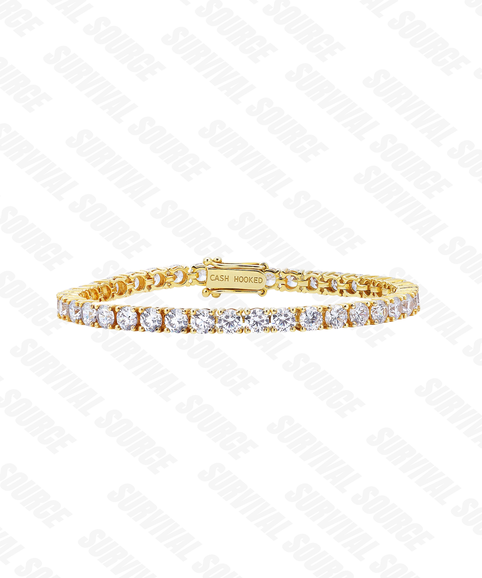 SURVIALSOURCE S925 Silver Gold Plated TENNIS BARCELET/4.5MM Round Diamond Tennis Bracelet