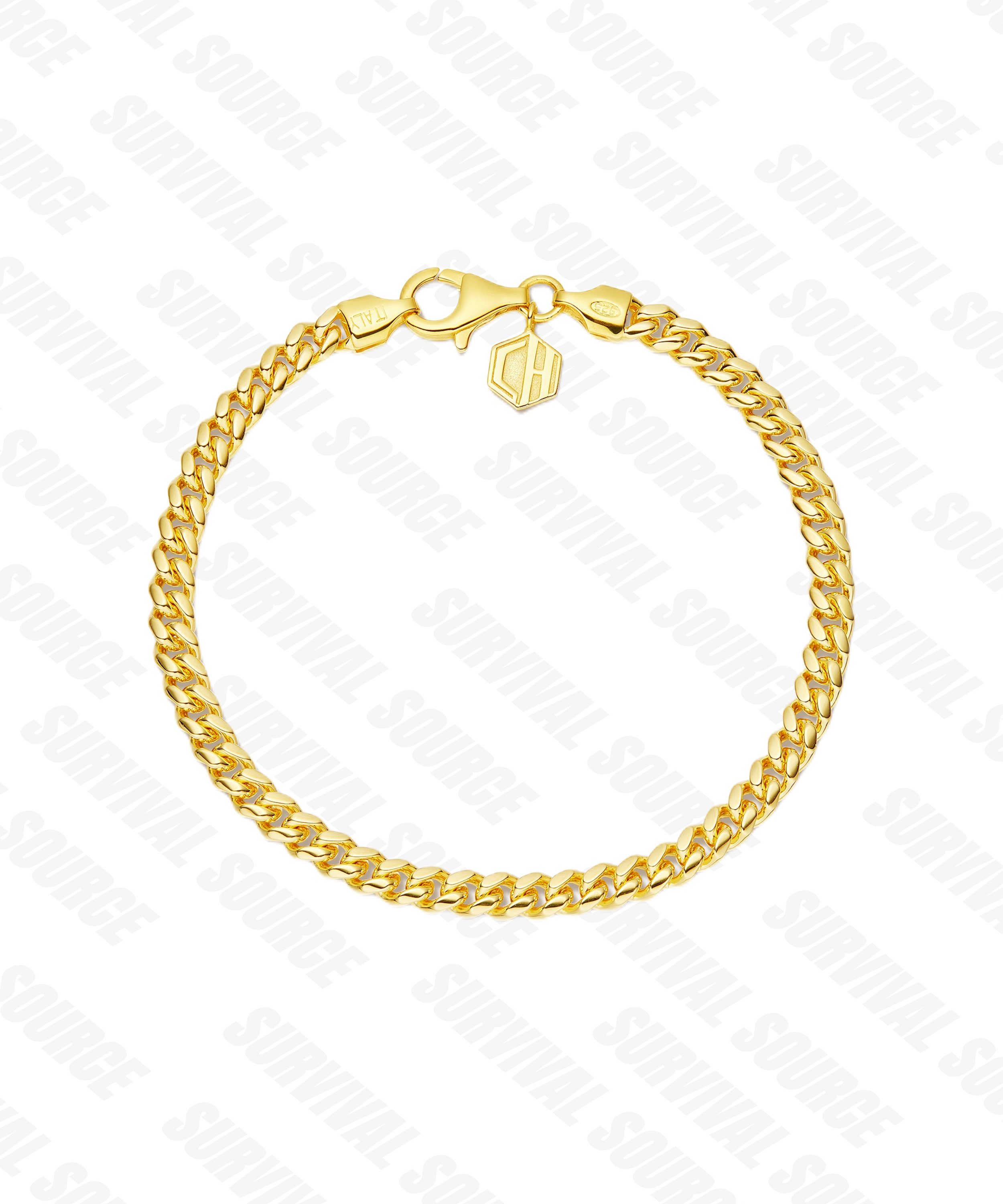 SURVIALSOURCE S925 Silver Plated Cuban Bracelet/4.9MM Cuban Bracelet