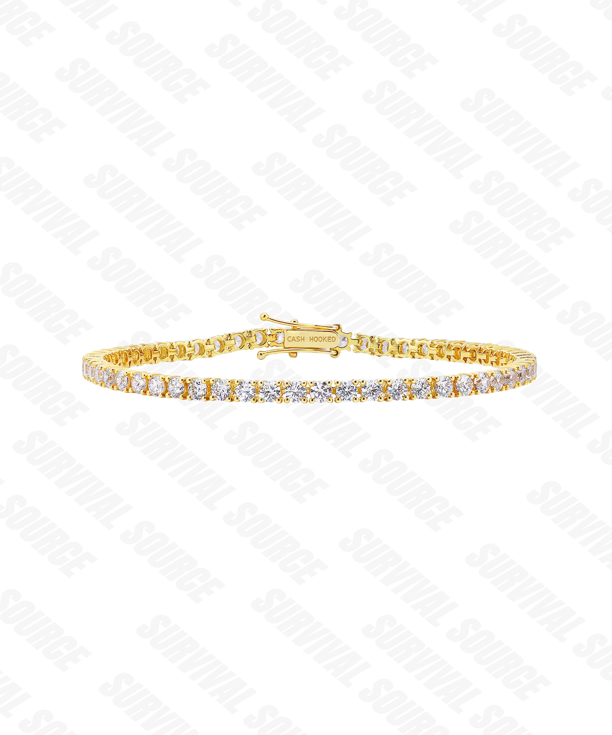SURVIVALSOURCE S925 Silver Gold Plated TENNIS BARCELET / 3MM Round Diamond Tennis Bracelet