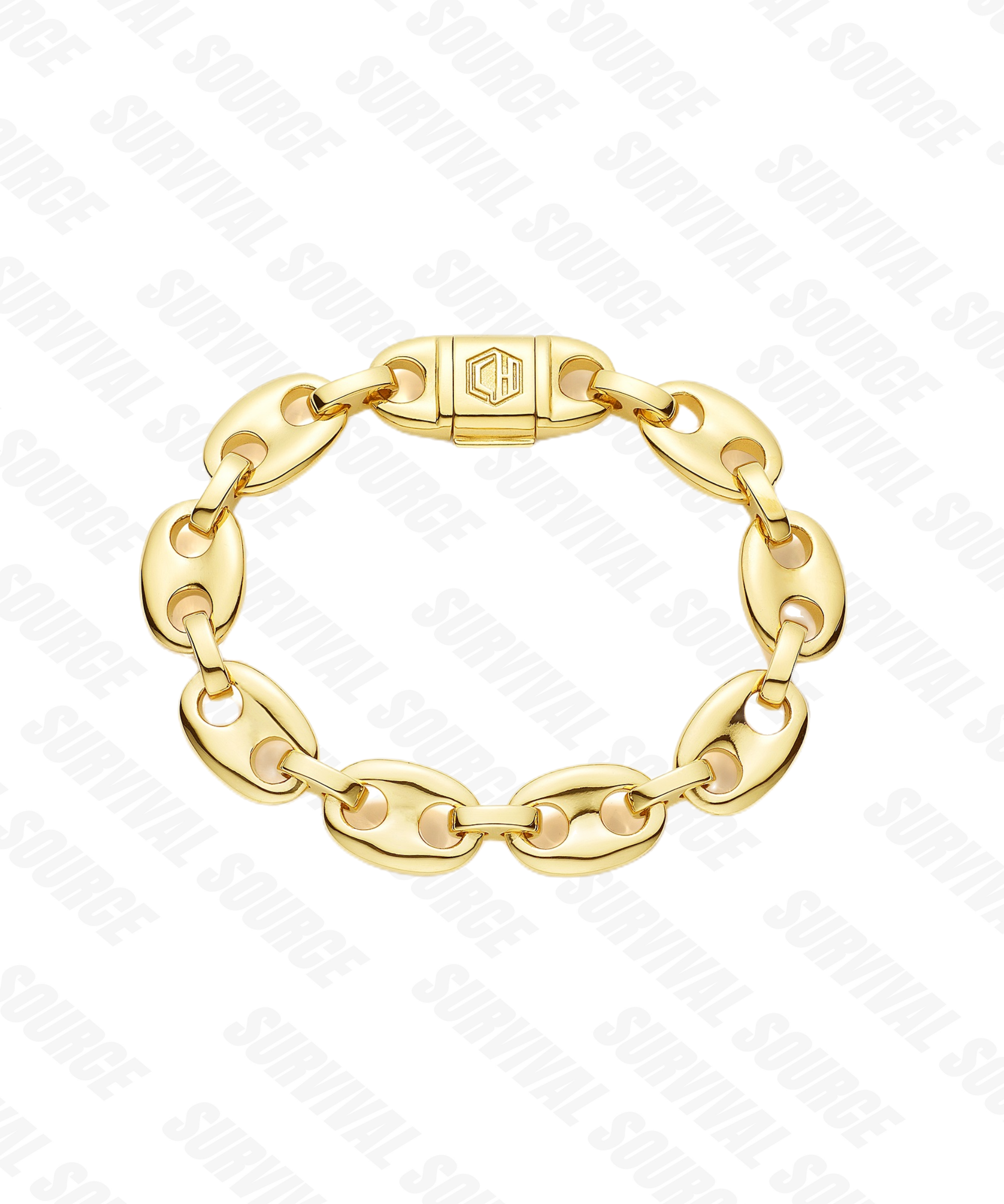 SURVIALSOURCE S925 Silver Gold Plated GC BRACELET/12MM GC Bracelet