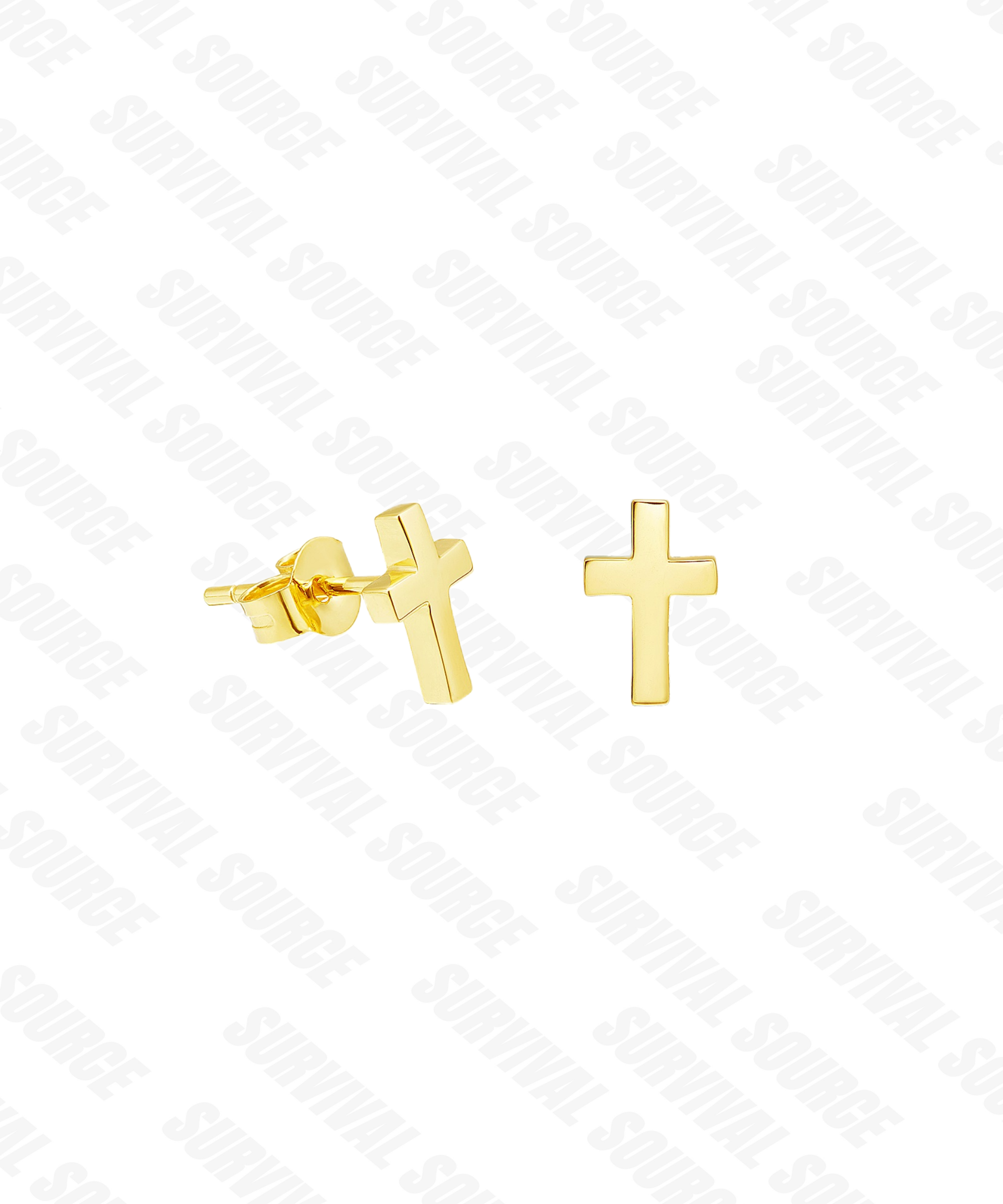 SURVIVALSOURCE S925 silver and gold plated CROSS EARRING / Polished Cross Earrings
