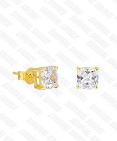 SURVIALSOURCE S925 Silver Gold Plated SQUAR EARRING/6MM Fat Square Earnail Hip Hop Earnail