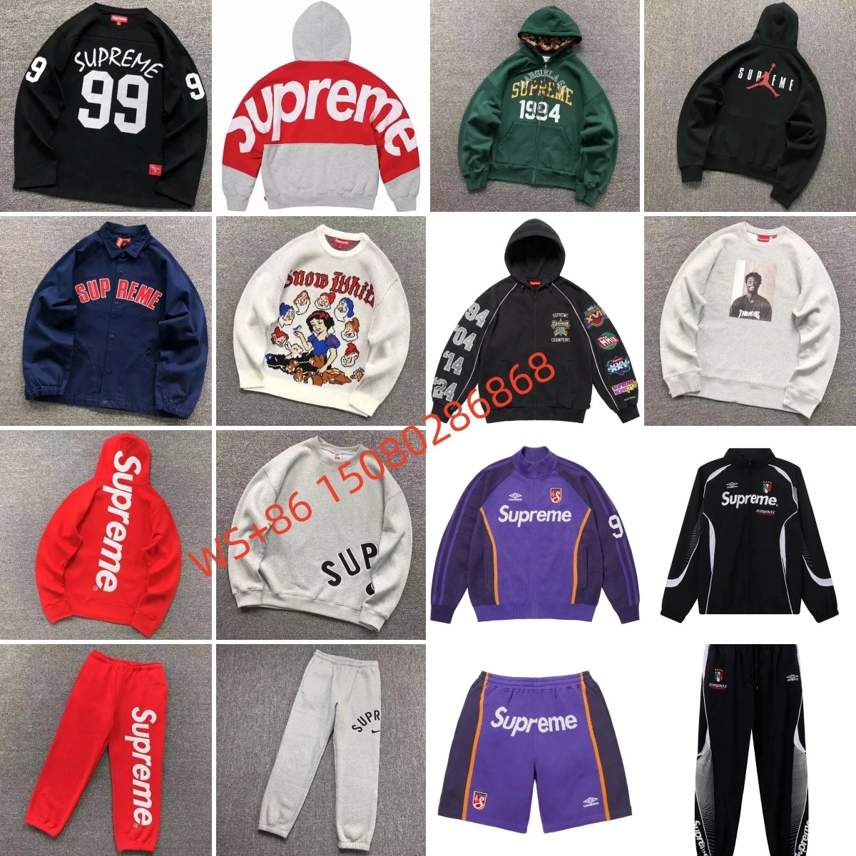26FW SUP reme贴布BIG LOGO刺绣加绒重磅连帽卫衣男爆款秋冬款纯色