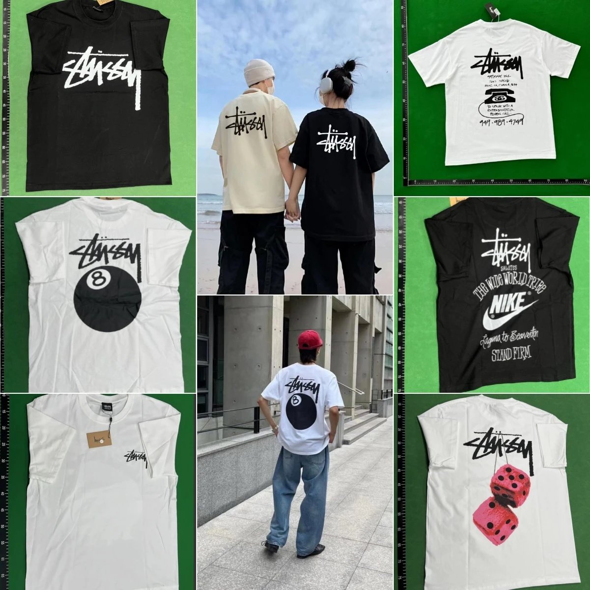 Stussy Black and White Short Sleeve T-Shirts