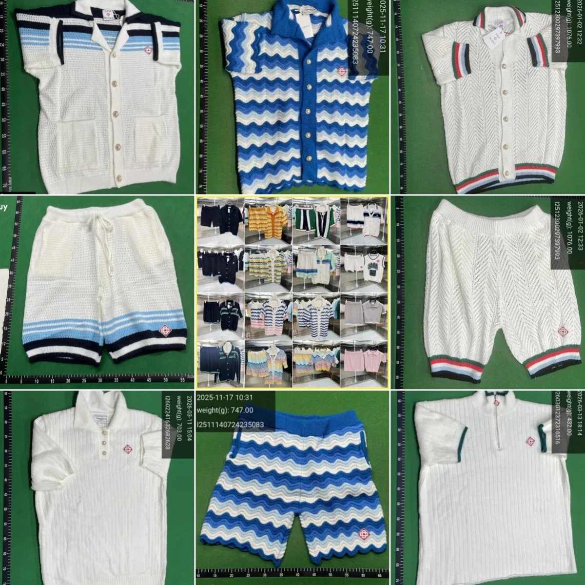 Knitted Sweater Short Sleeve Jacquard Cardigan Couple Shorts Set