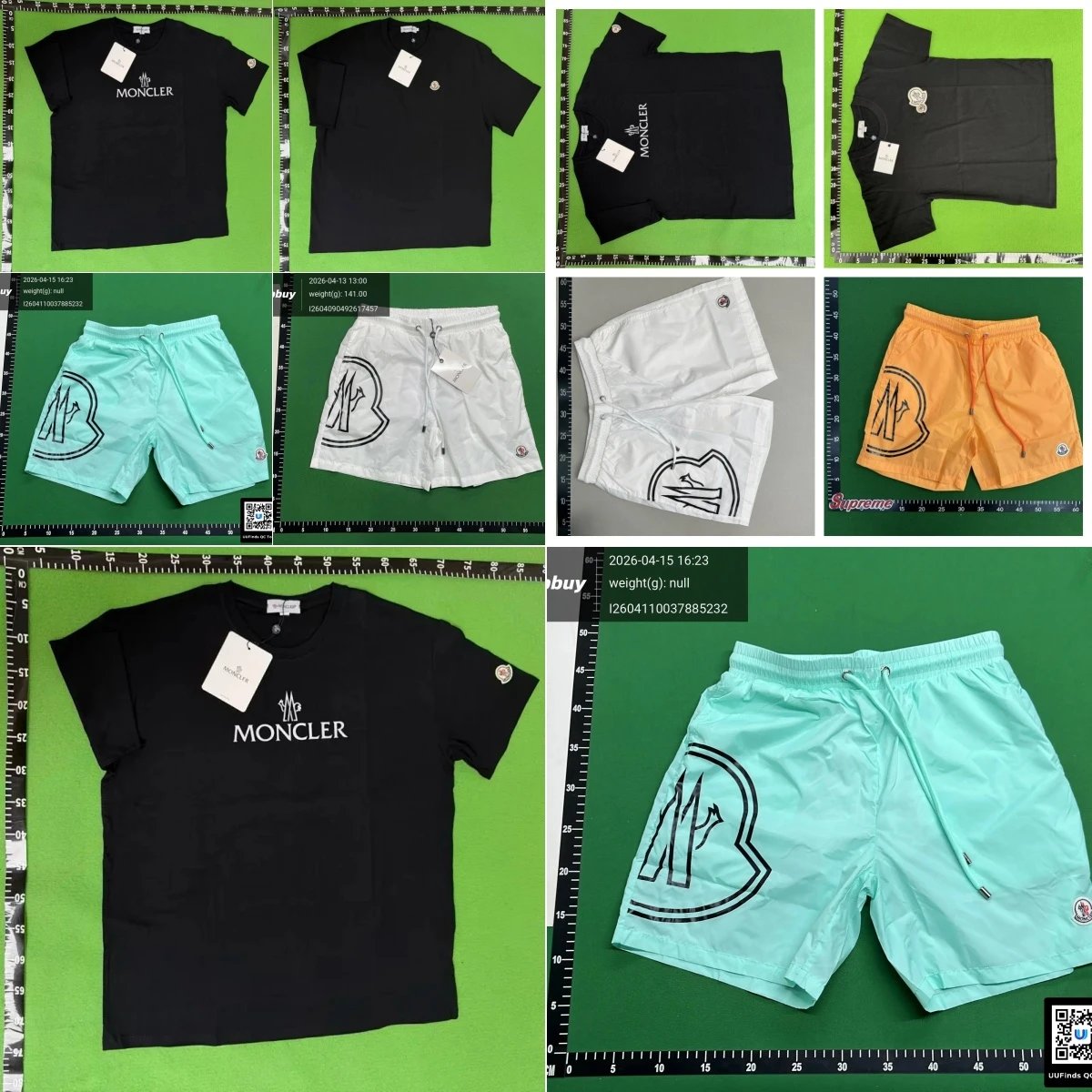 Moncler Black T-Shirt and Mint Shorts Set
