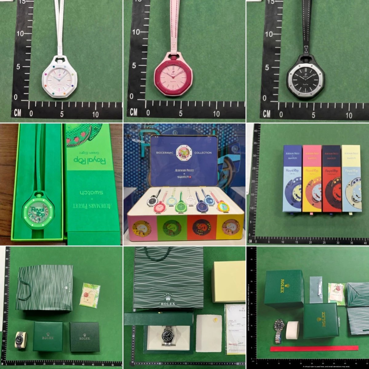 Swatch Royal Pop Collection Watches and Rolex Timepieces Set