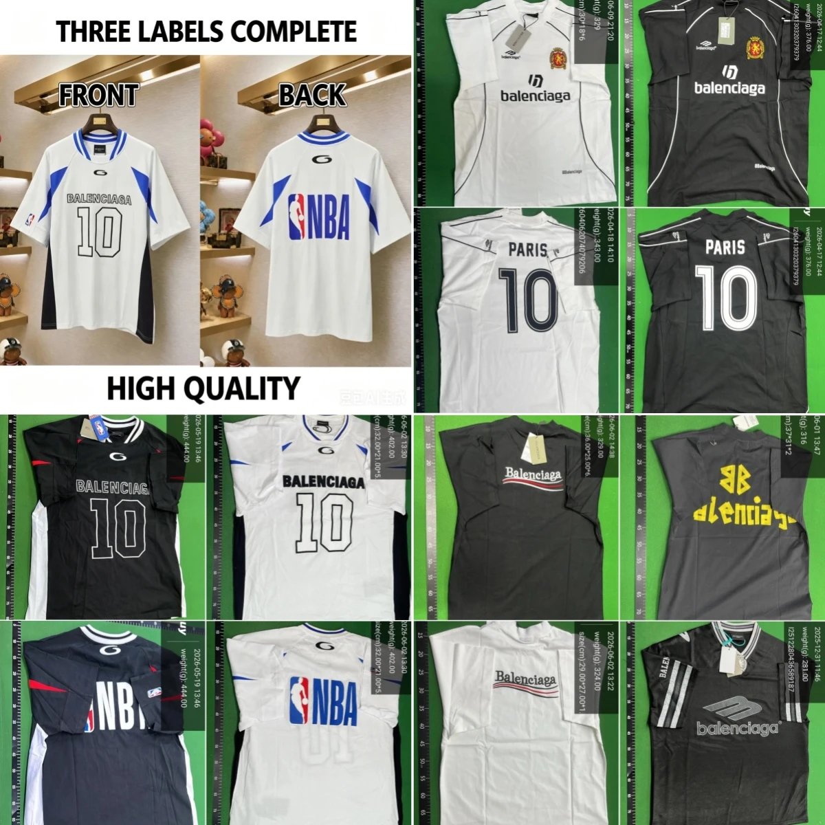 2026 new cross-border foreign trade high version high quality Paris B family joint model No. 10 jersey loose and versatile short-sleeved men’s and women’s shorts T-shirt trendy