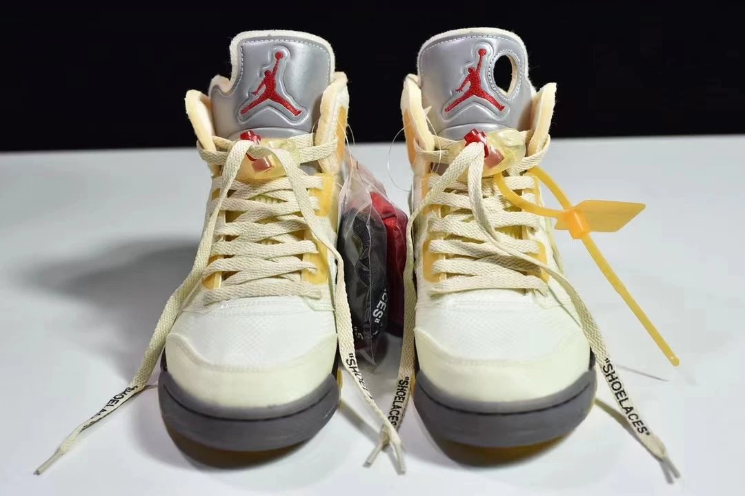 Off-White x Air Jordan 5 Retro 'Sail' Sneakers Basketball Shoes - 13