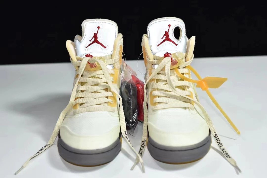 Off-White x Air Jordan 5 Retro 'Sail' Sneakers Basketball Shoes - 14