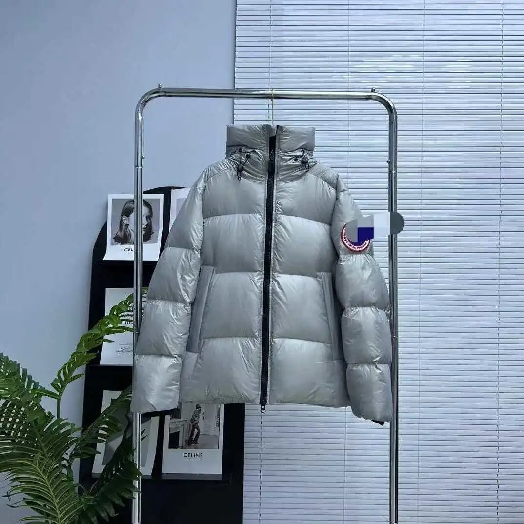 Unbranded Down Jackets Hooded quilted puffer jacket — Red label gray 02