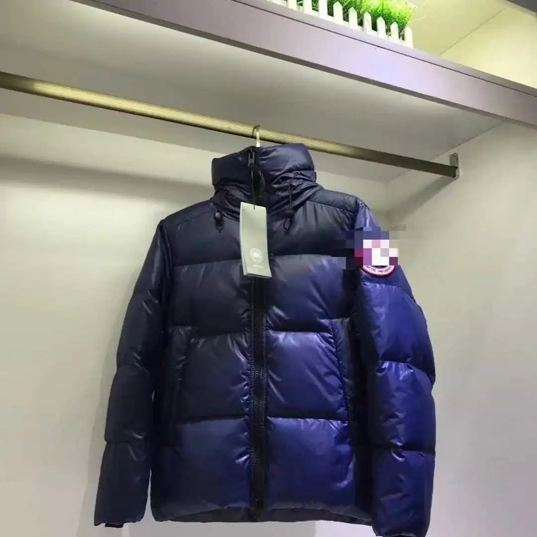 Unbranded Down Jackets Hooded quilted puffer jacket — Red label dark blue