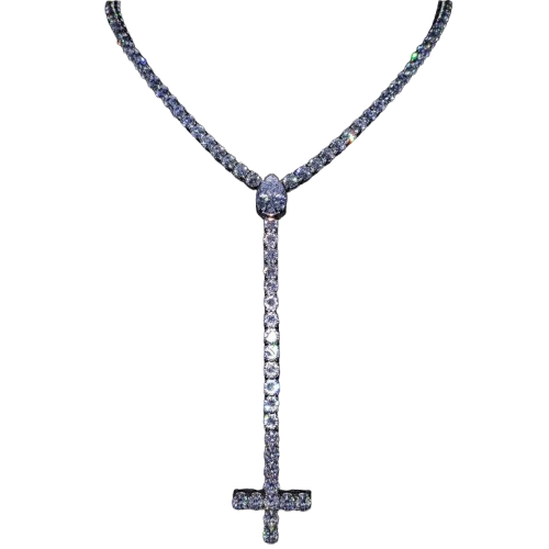 Full Diamond Teardrop Cross Necklace