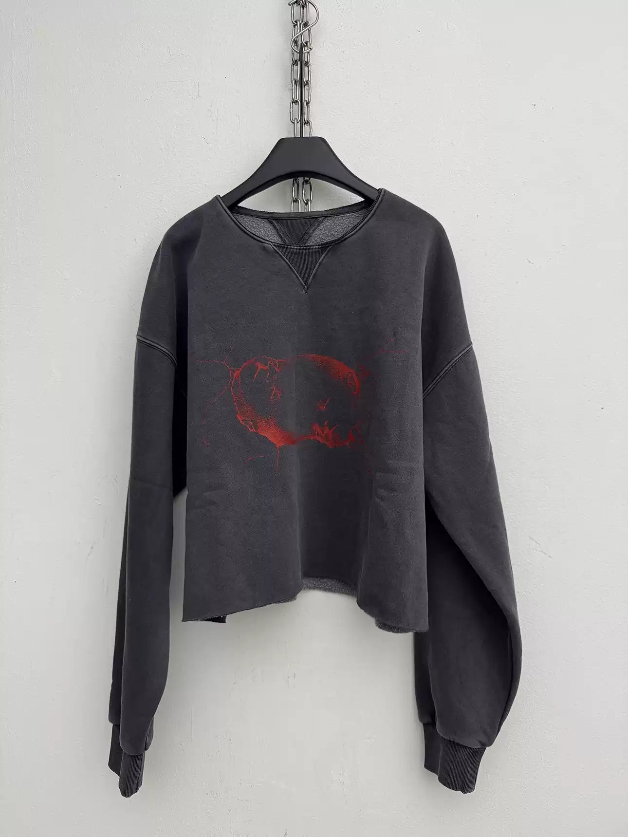 Short, Wide Beige Washed Vintage Sweatshirt