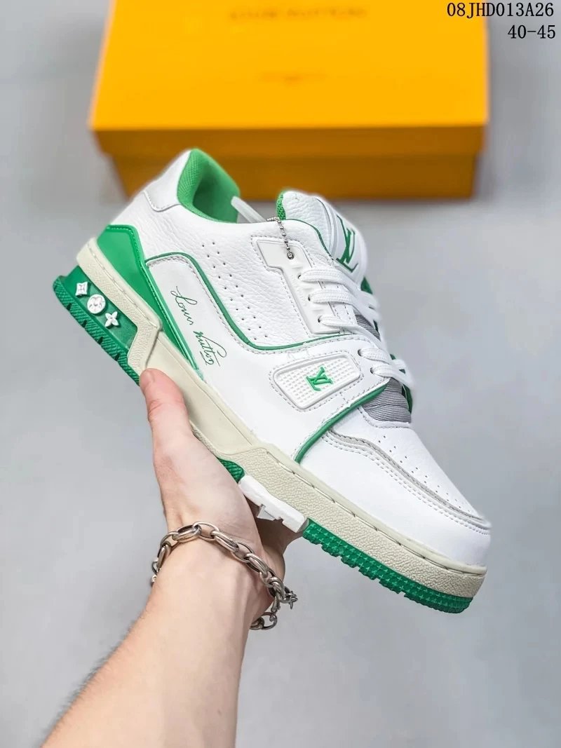 Leather white green