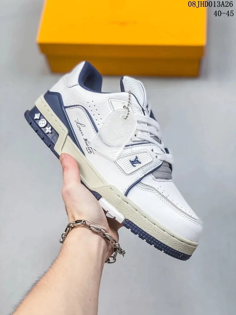 Leather white blue