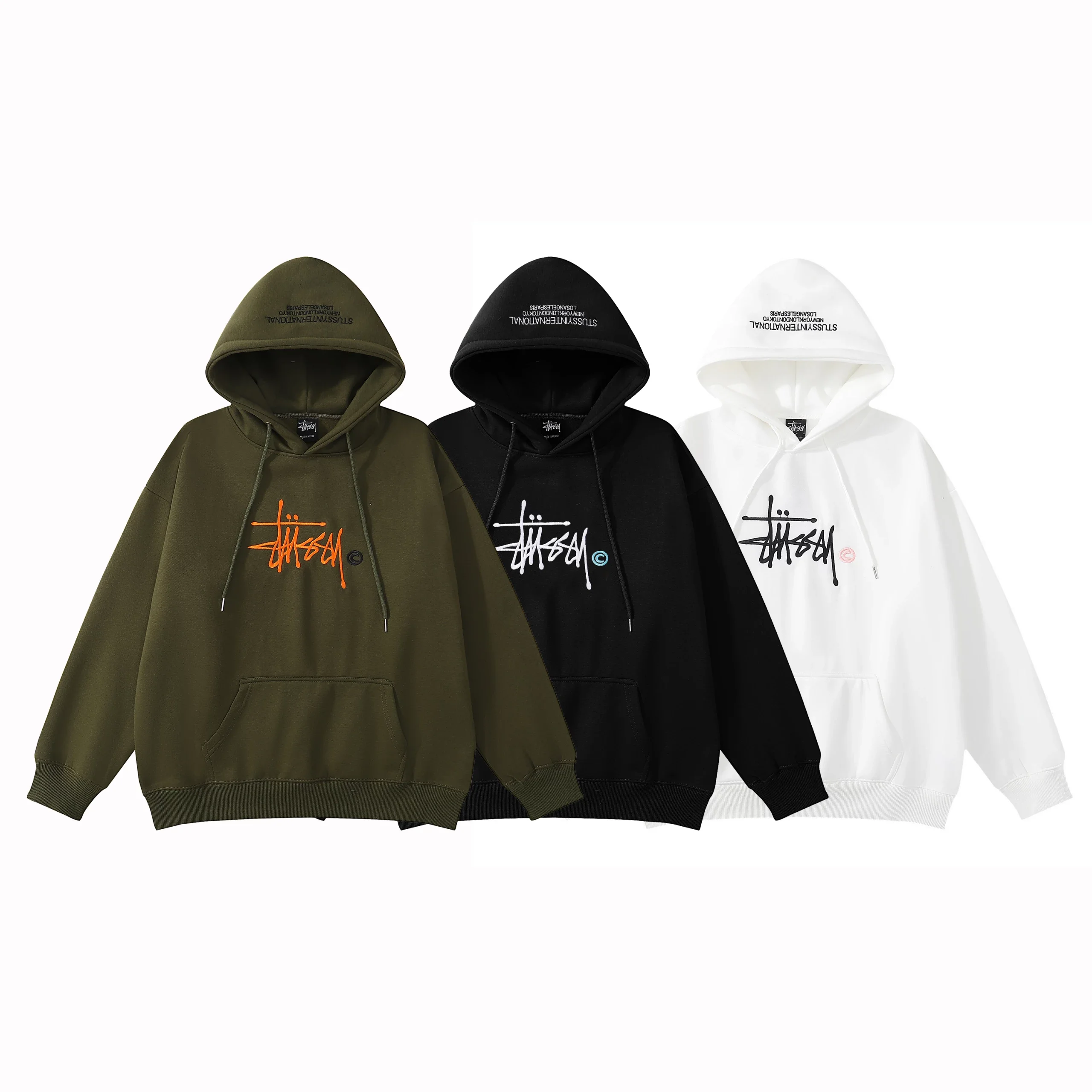 ❁専用❁ JY806 春夏新款潮牌STUSSY刺绣斯图西加绒连帽卫衣套头宽松版型