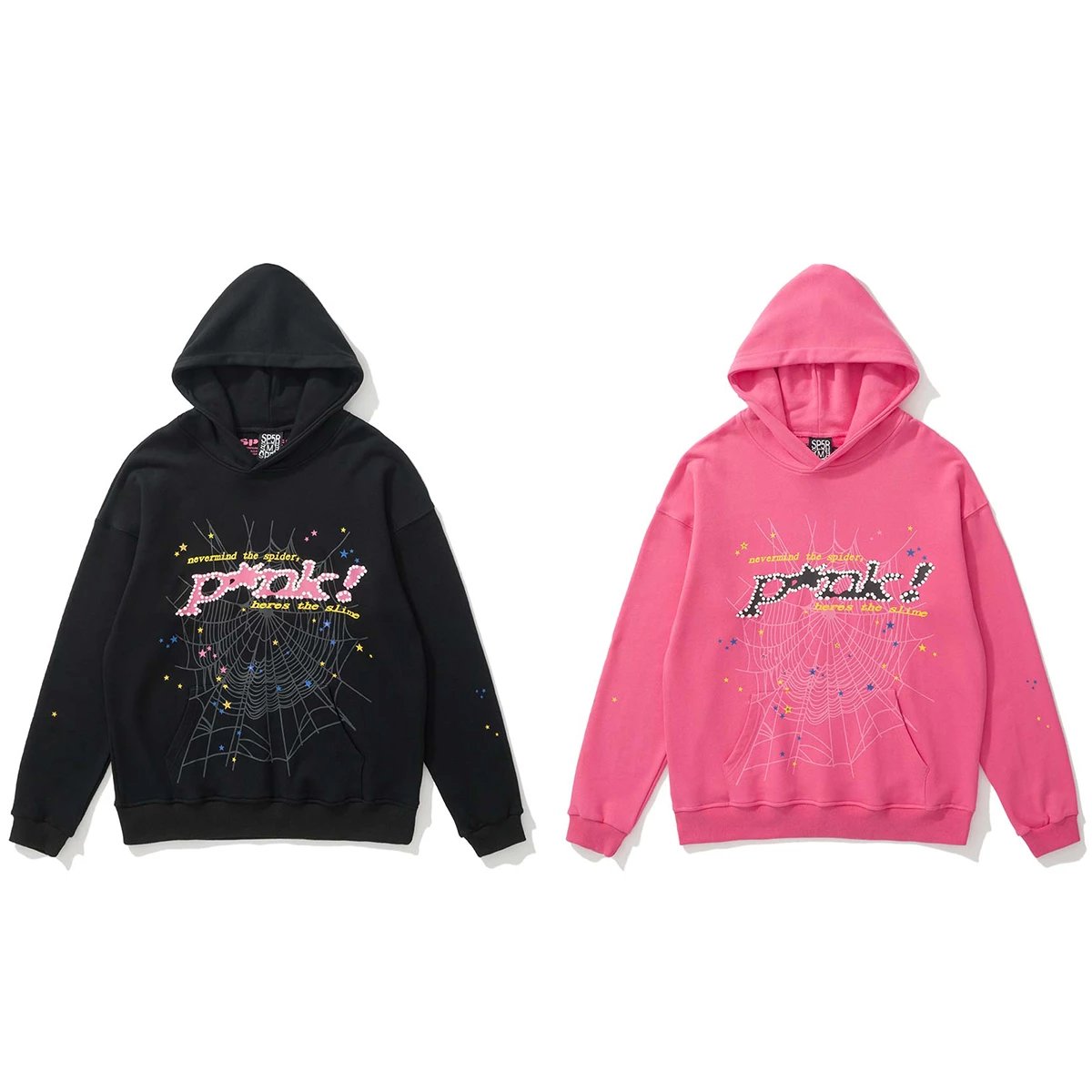BM201 fall and winter in Europe and the United States new tide SP5 360g-370g cotton David's clothing spider web foam printing process hooded sweatshirt black Rose S-XL
