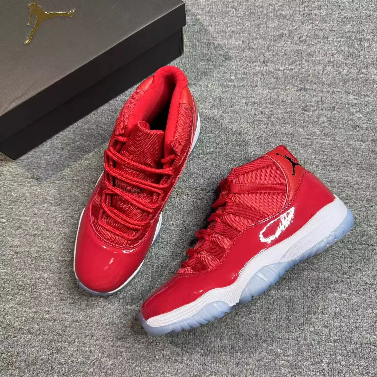 Air Jordan 11 Patent Leather High-Top Basketball Shoes Red White