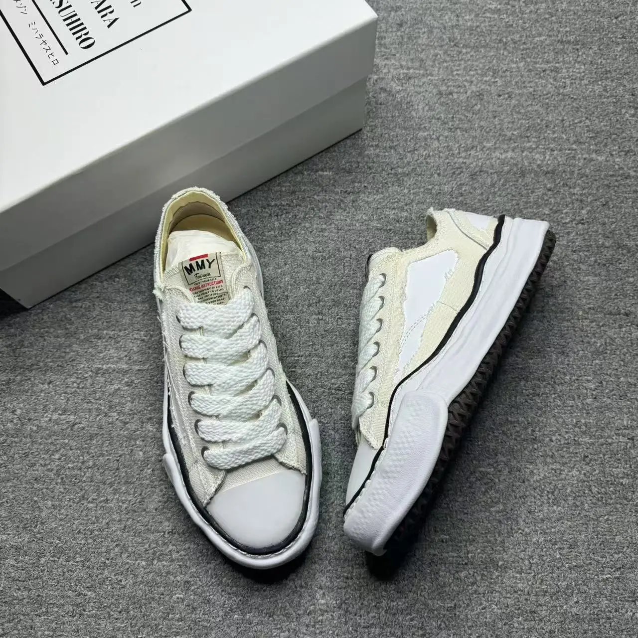 MMY Deconstructed Canvas Sneakers White Beige