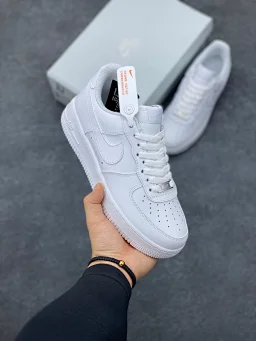 thumbnail for N1KE A1R FORCE 1 Air Force One AF1 all white low-top sneakers exclusively customized 35.5-47