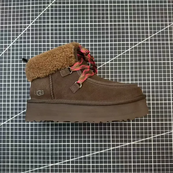 UGG Neumel Platform Boots Brown with Multicolor Laces - 1